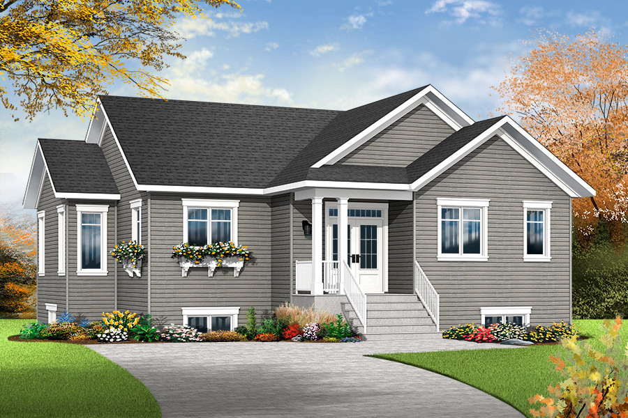 Color rendering of Country home plan (ThePlanCollection: House Plan #126-1863)