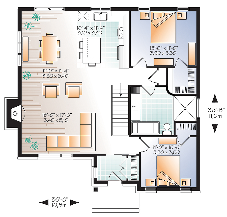 Floor Plan First Story of Ranch Plan #126-1866