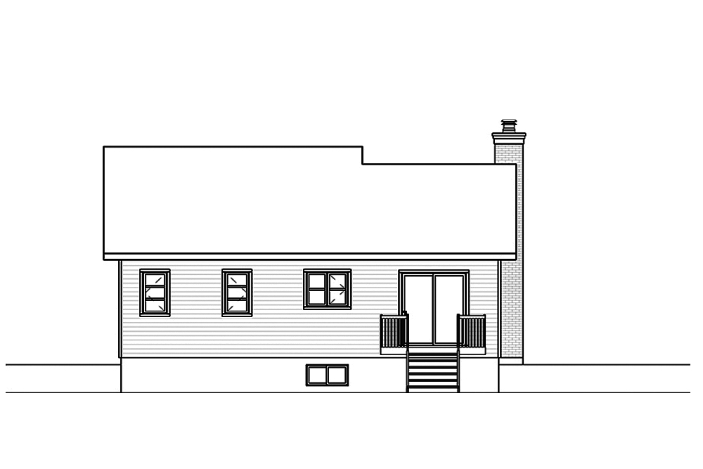 Home Plan Rear Elevation of this 2-Bedroom,1211 Sq Ft Plan -126-1866