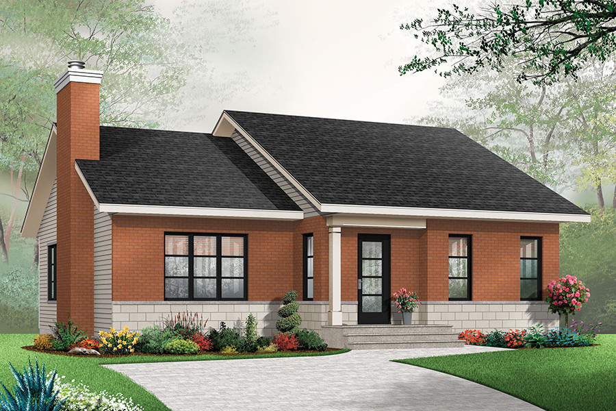 Color rendering of Ranch home plan (ThePlanCollection: House Plan #126-1866)