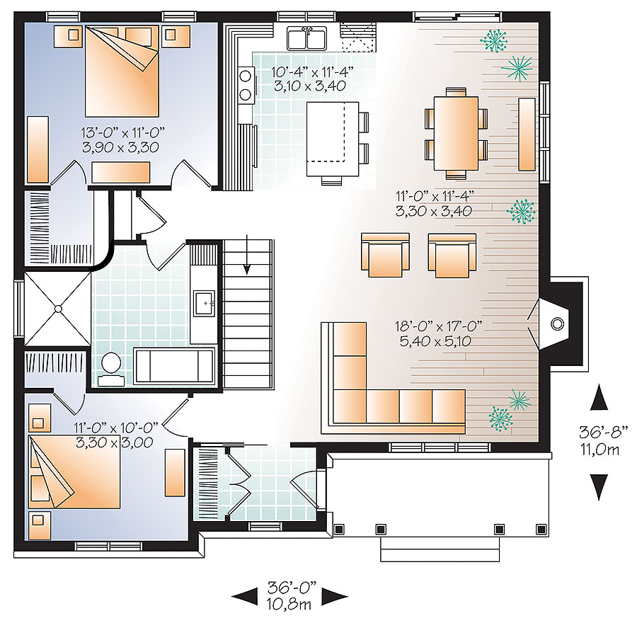 Floor Plan First Story of Country Plan #126-1867