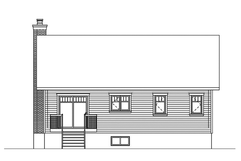 Home Plan Rear Elevation of this 2-Bedroom,1211 Sq Ft Plan -126-1867