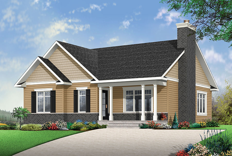 Color rendering of Country home plan (ThePlanCollection: House Plan #126-1867)