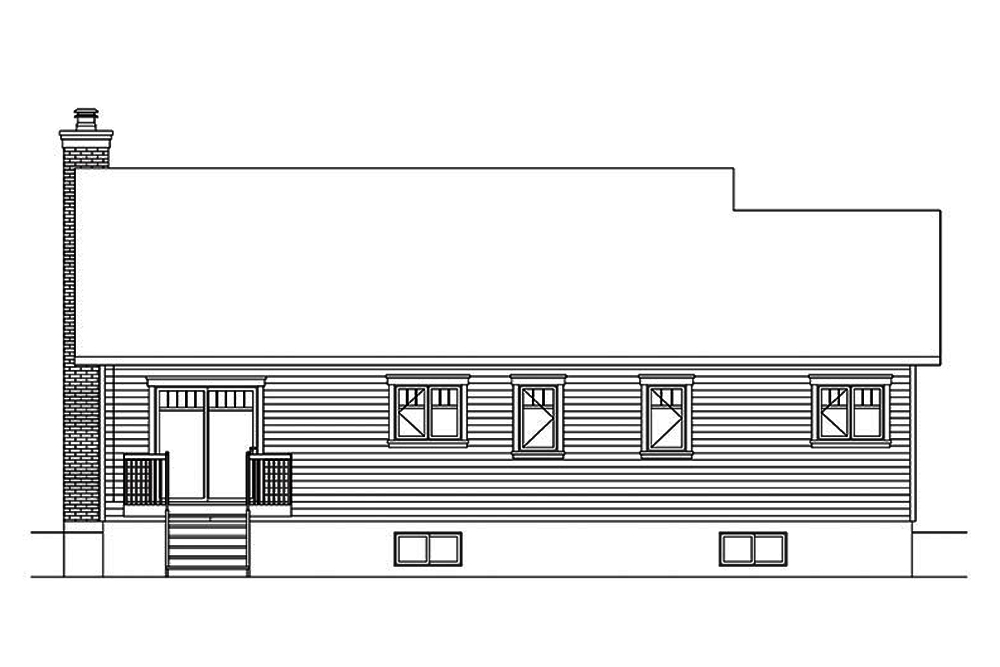 Home Plan Rear Elevation of this 3-Bedroom,1531 Sq Ft Plan -126-1868