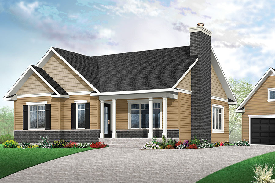 Color rendering of Country home plan (ThePlanCollection: House Plan #126-1868)