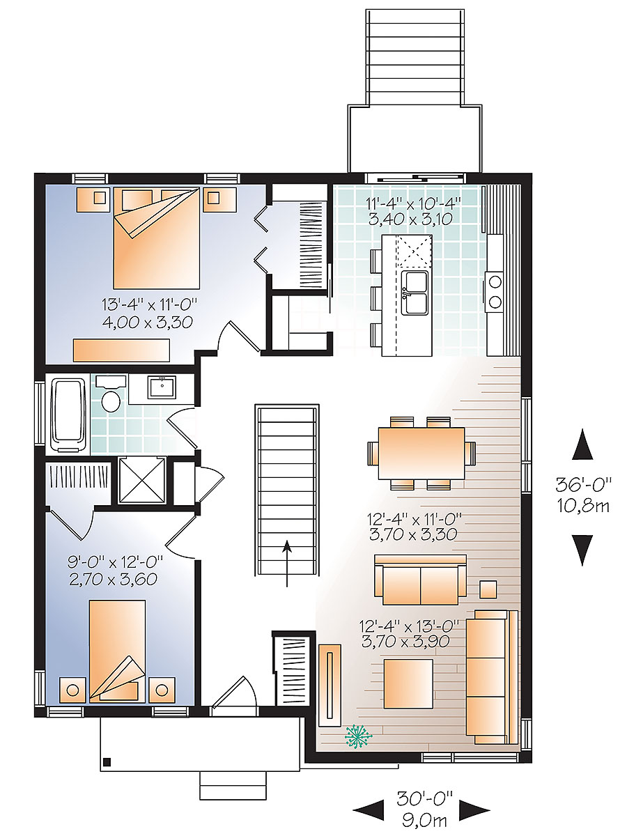 Floor Plan First Story of Contemporary Plan #126-1870