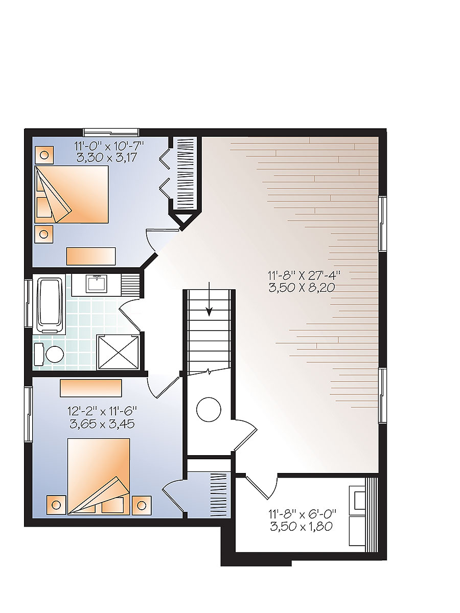 Floor Plan Basement of Contemporary Plan #126-1870