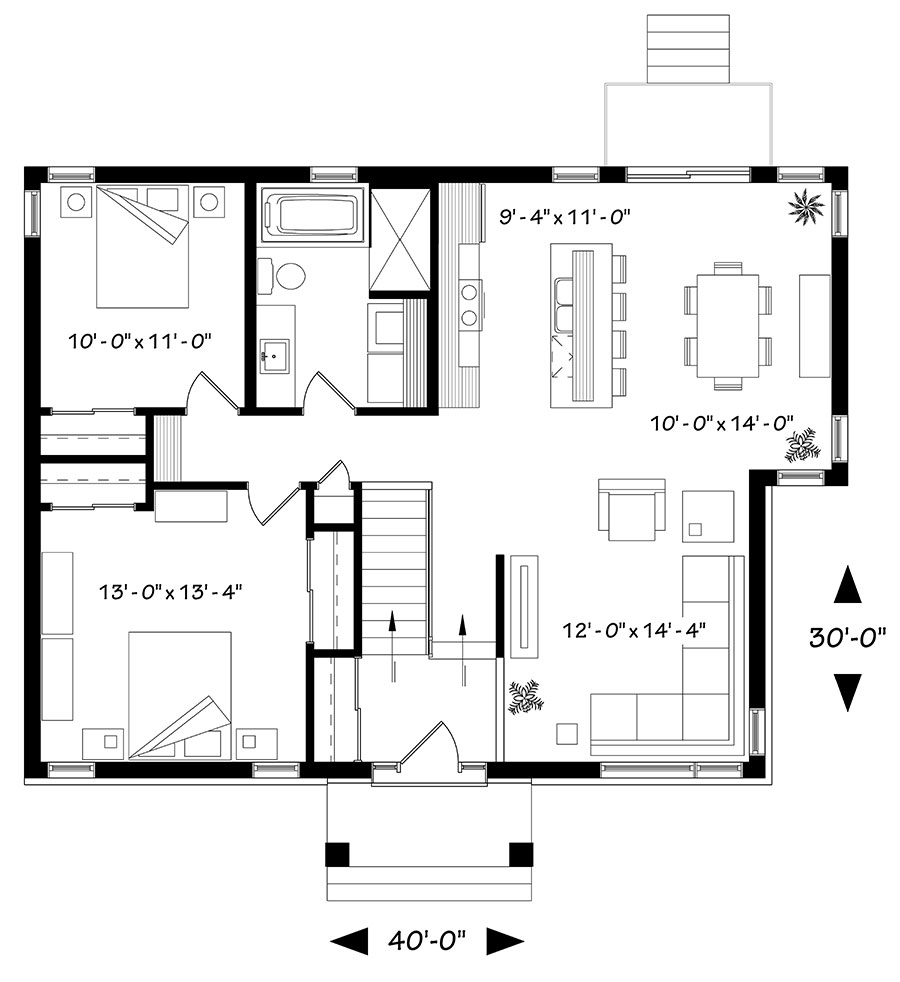 Floor Plan First Story of Country Plan #126-1871