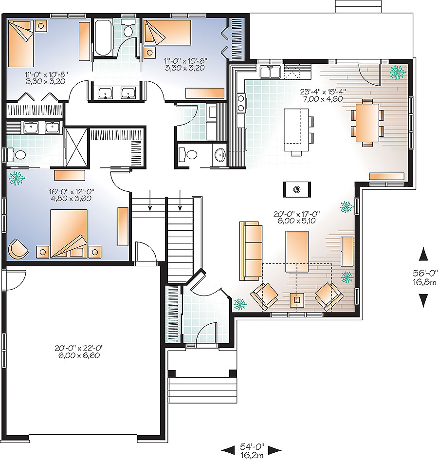 Floor Plan First Story of Craftsman Plan #126-1873