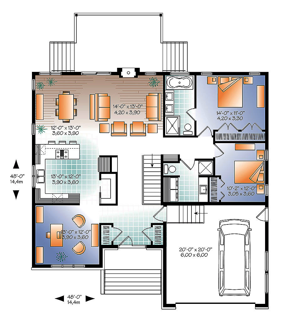 Floor Plan First Story of Prairie Plan #126-1874