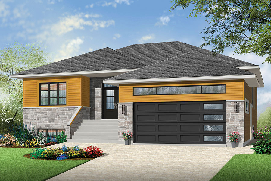 color rendering of Prairie home plan (ThePlanCollection: House Plan #126-1874)