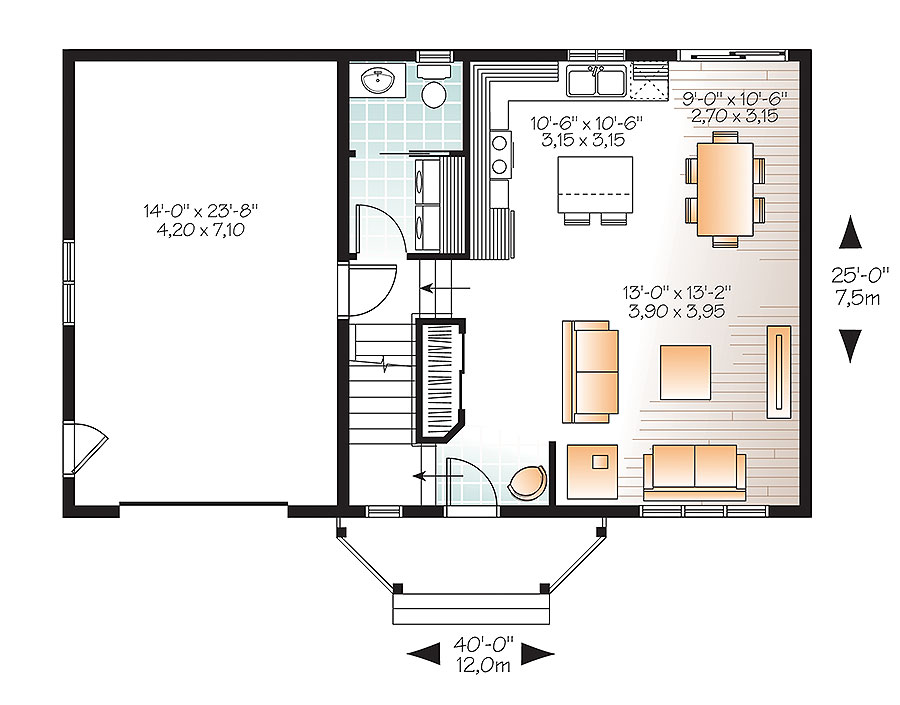 Floor Plan First Story of Country Plan #126-1875