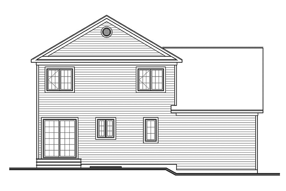 Home Plan Rear Elevation of this 3-Bedroom,1465 Sq Ft Plan -126-1875