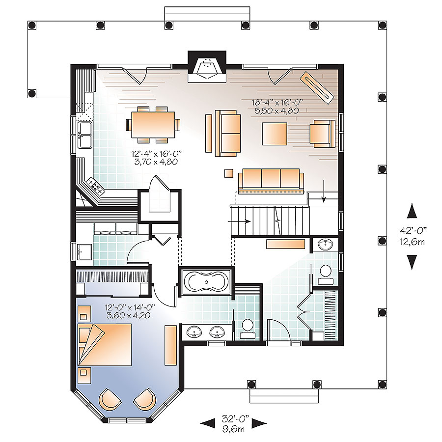 Floor Plan First Story of Country Plan #126-1876