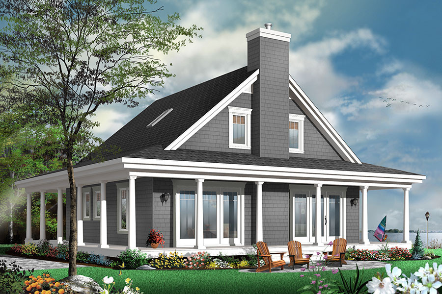 Color rendering of Country home plan (ThePlanCollection: House Plan #126-1876)