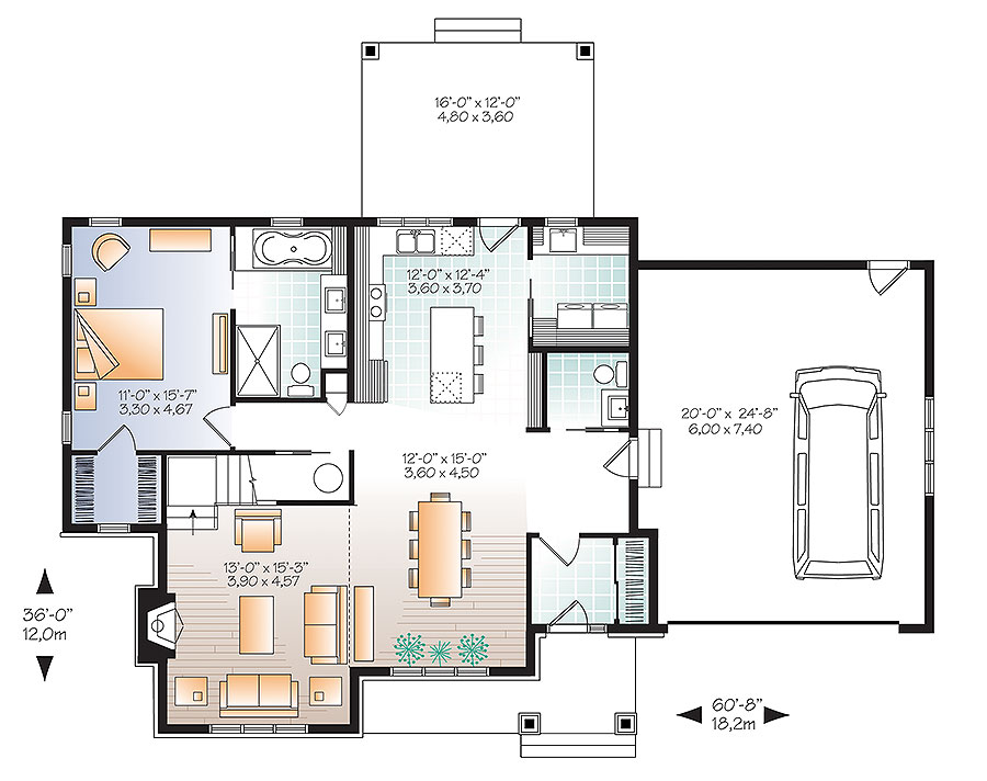 Floor Plan First Story of Craftsman Plan #126-1877