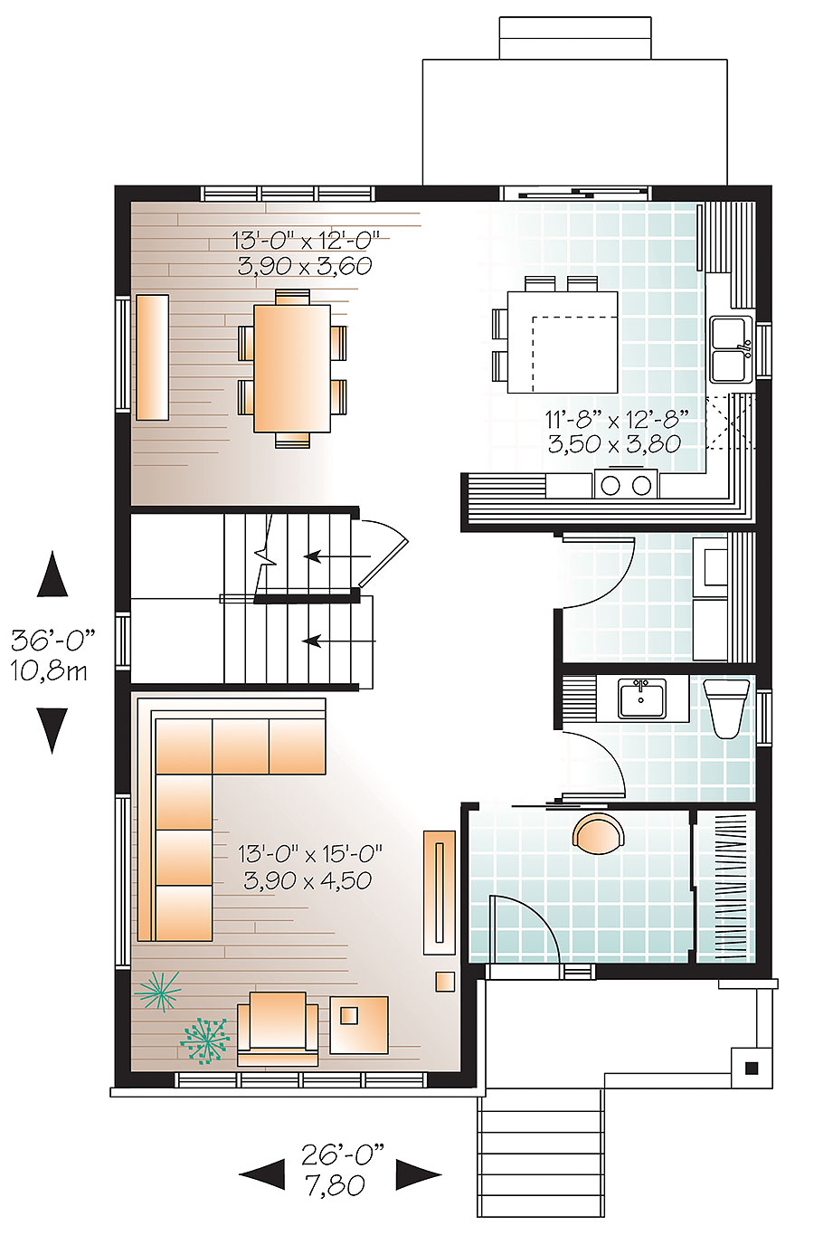 Floor Plan First Story of Contemporary Plan #126-1878