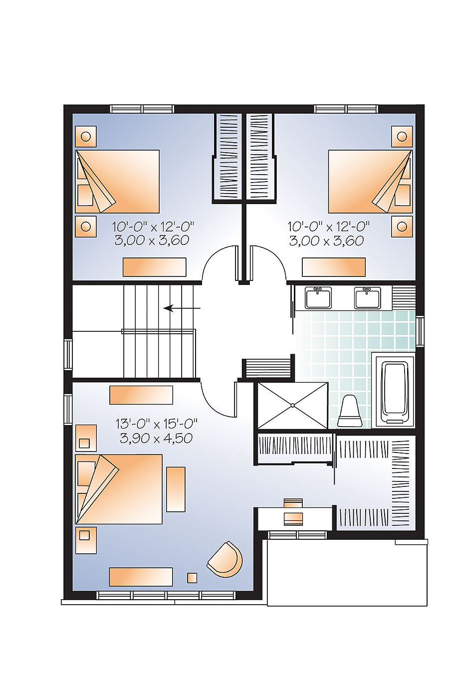 Floor Plan Second Story of Contemporary Plan #126-1878