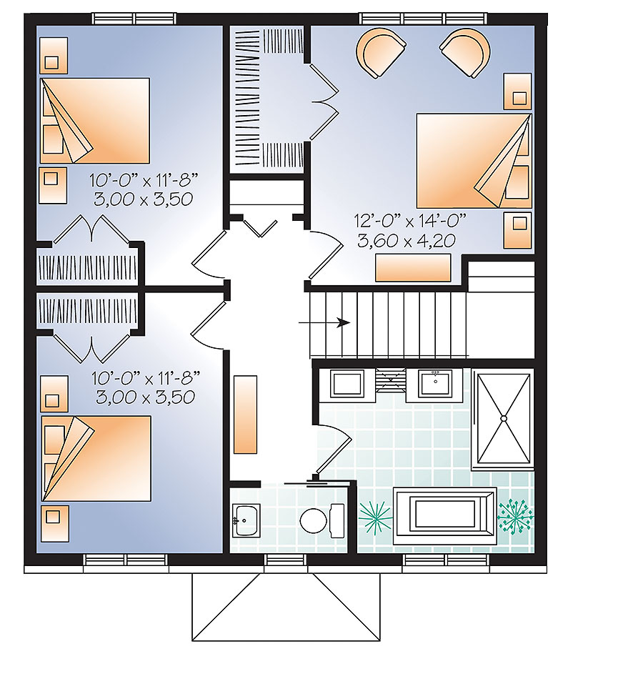 Floor Plan Second Story of Colonial Plan #126-1879