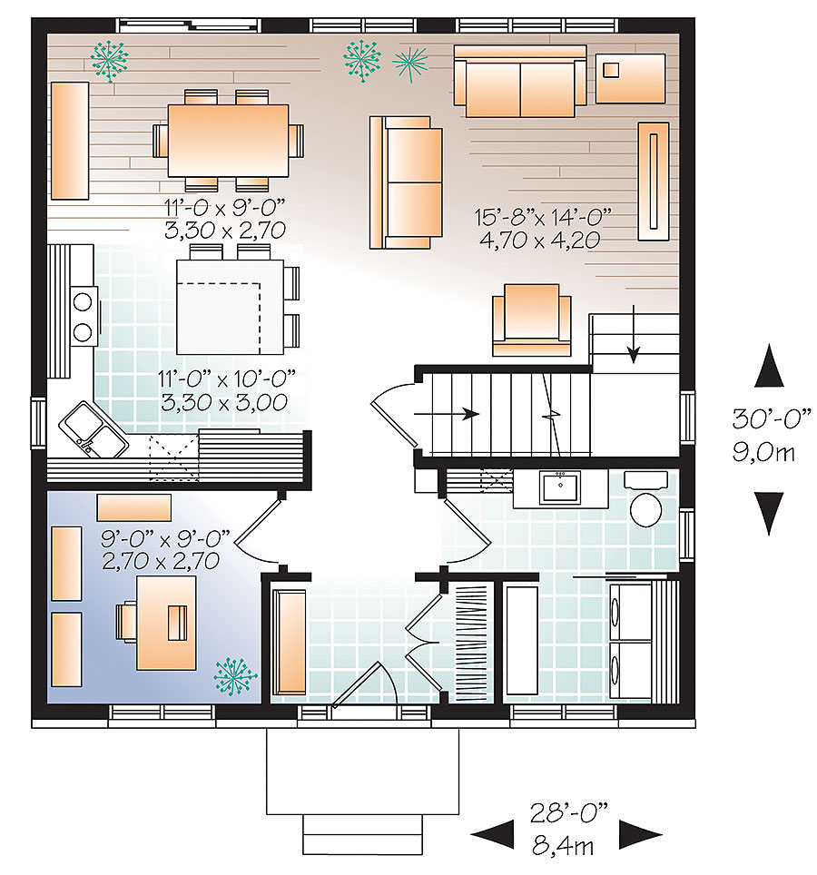 Floor Plan First Story of Colonial Plan #126-1879