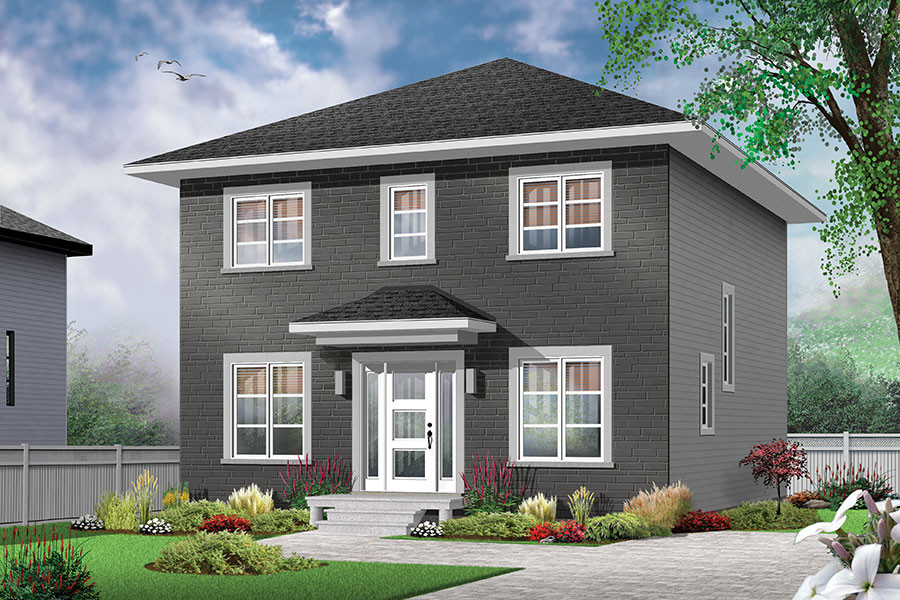 Front elevation of Colonial home (ThePlanCollection: House Plan #126-1879)