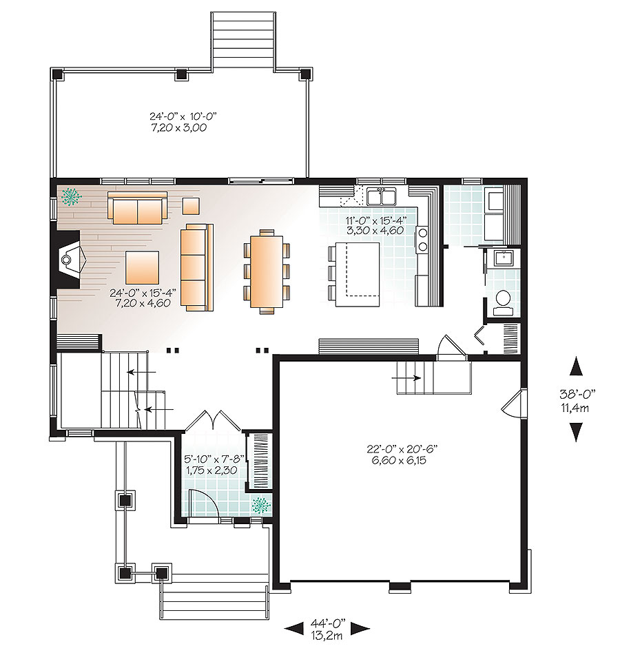 Floor Plan First Story of Craftsman Plan #126-1880