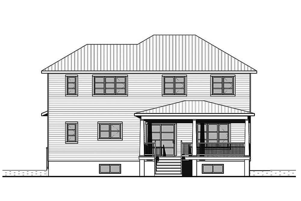 Home Plan Rear Elevation of this 4-Bedroom,2050 Sq Ft Plan -126-1880