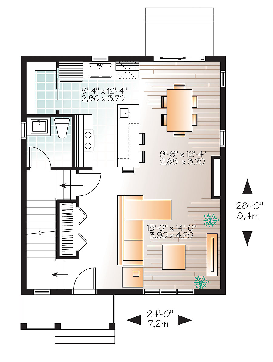 Floor Plan First Story of Traditional Plan #126-1881