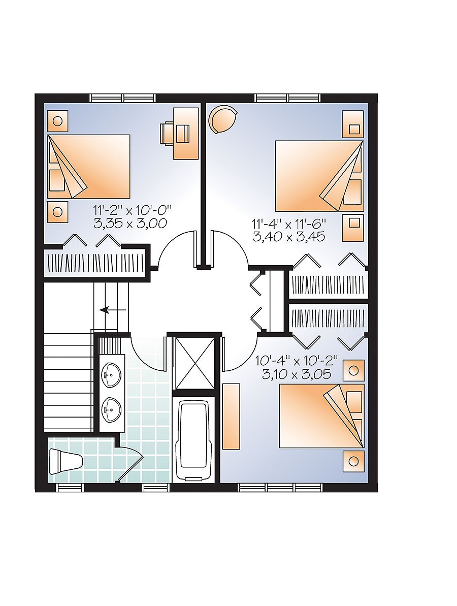 Floor Plan Second Story of Traditional Plan #126-1881