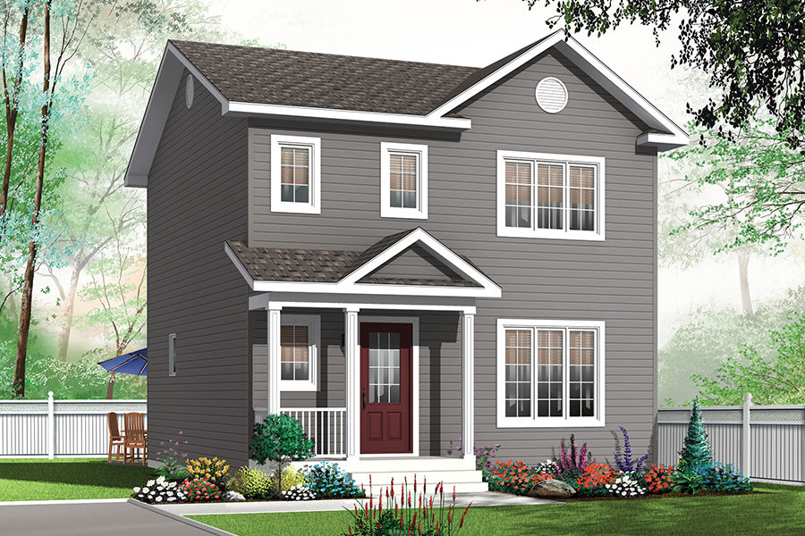 Color rendering of Traditional home plan (ThePlanCollection: House Plan #126-1881)