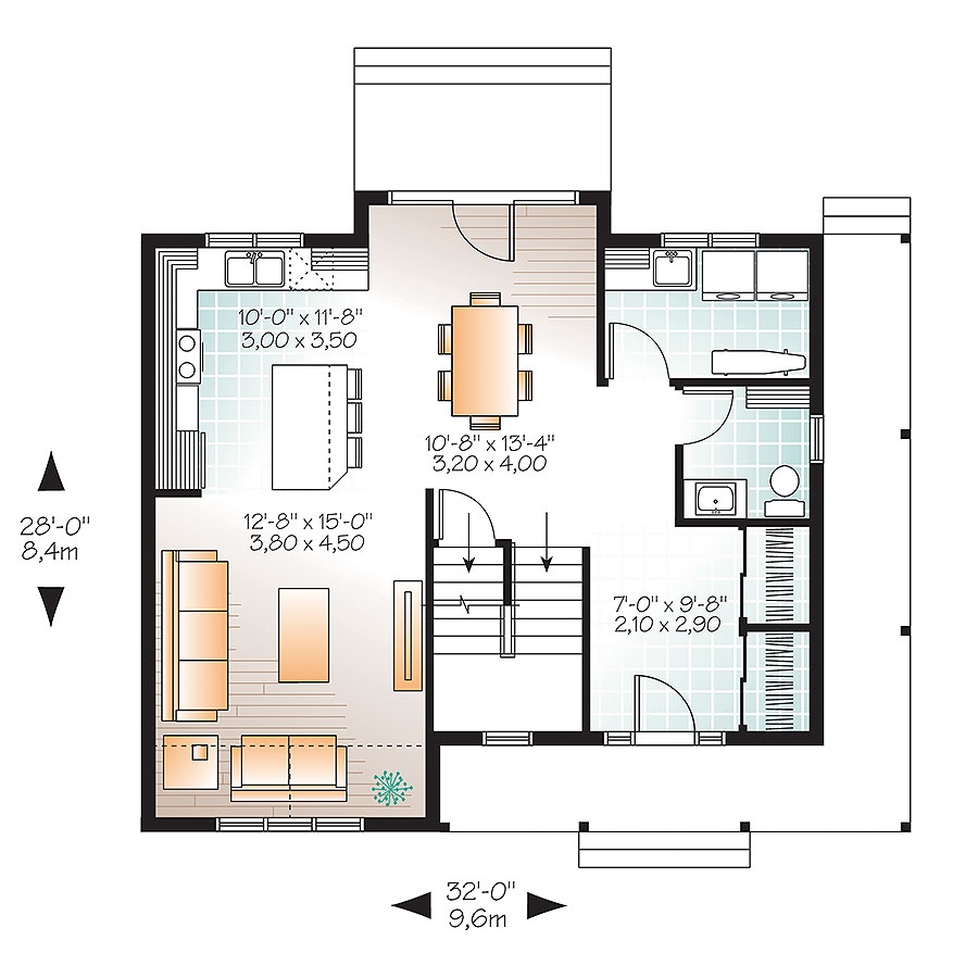 Floor Plan First Story of Country Plan #126-1883