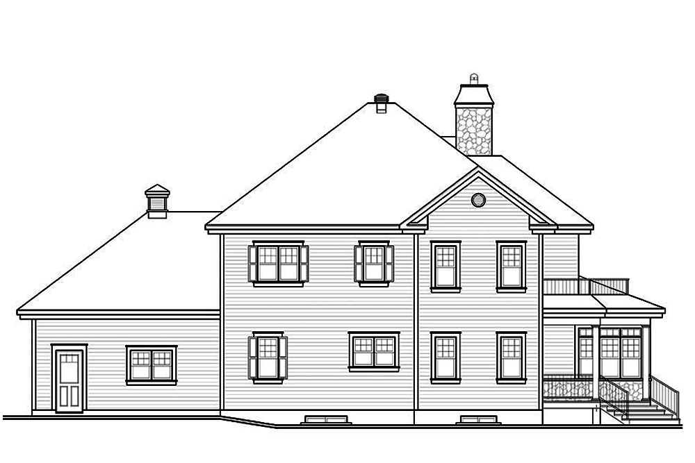 Home Plan Rear Elevation of this 4-Bedroom,2521 Sq Ft Plan -126-1884