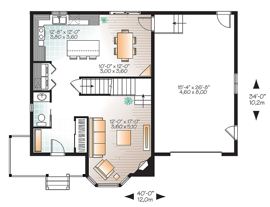Floor Plan First Story of Country Plan #126-1885