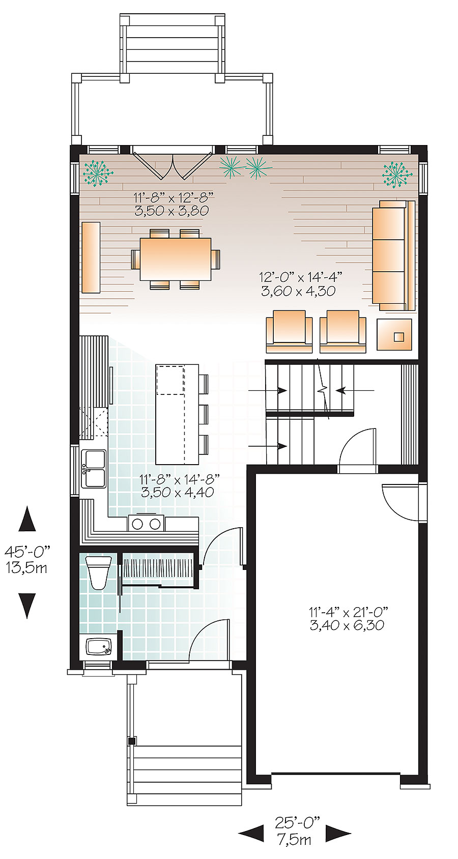 Floor Plan First Story of Contemporary Plan #126-1886