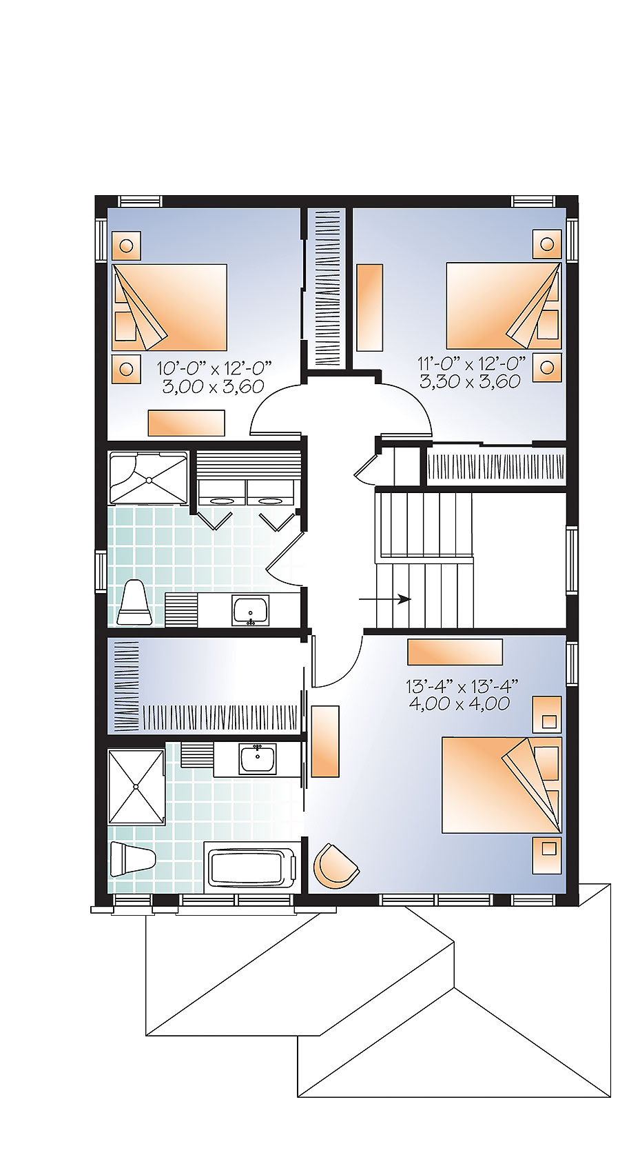 Floor Plan Second Story of Contemporary Plan #126-1886