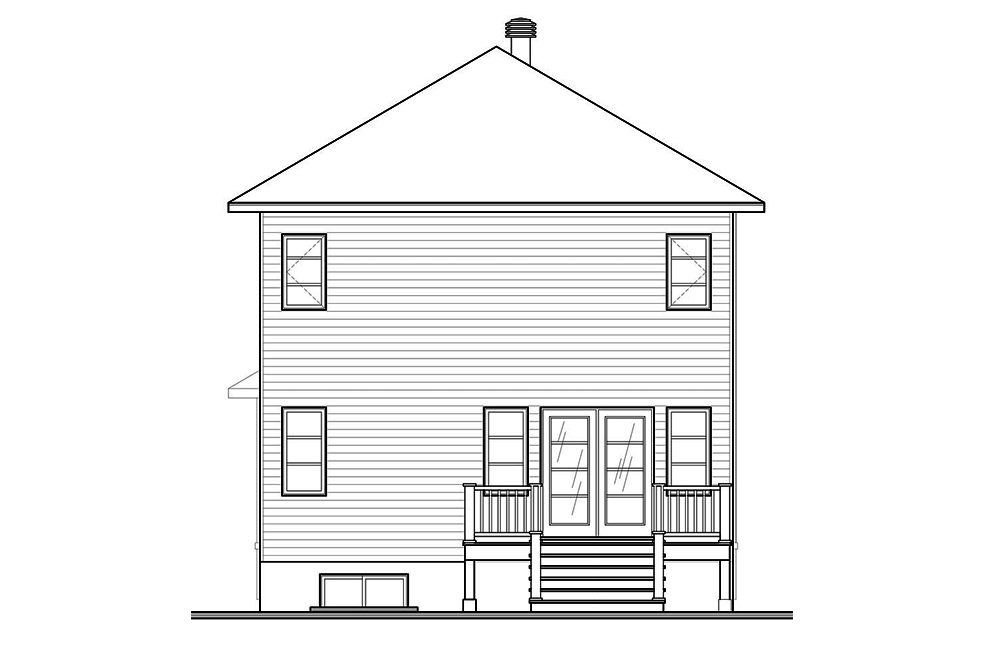 Home Plan Rear Elevation of this 3-Bedroom,1679 Sq Ft Plan -126-1886