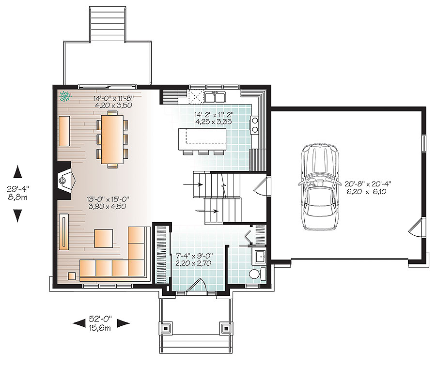 Floor Plan First Story of Country Plan #126-1887