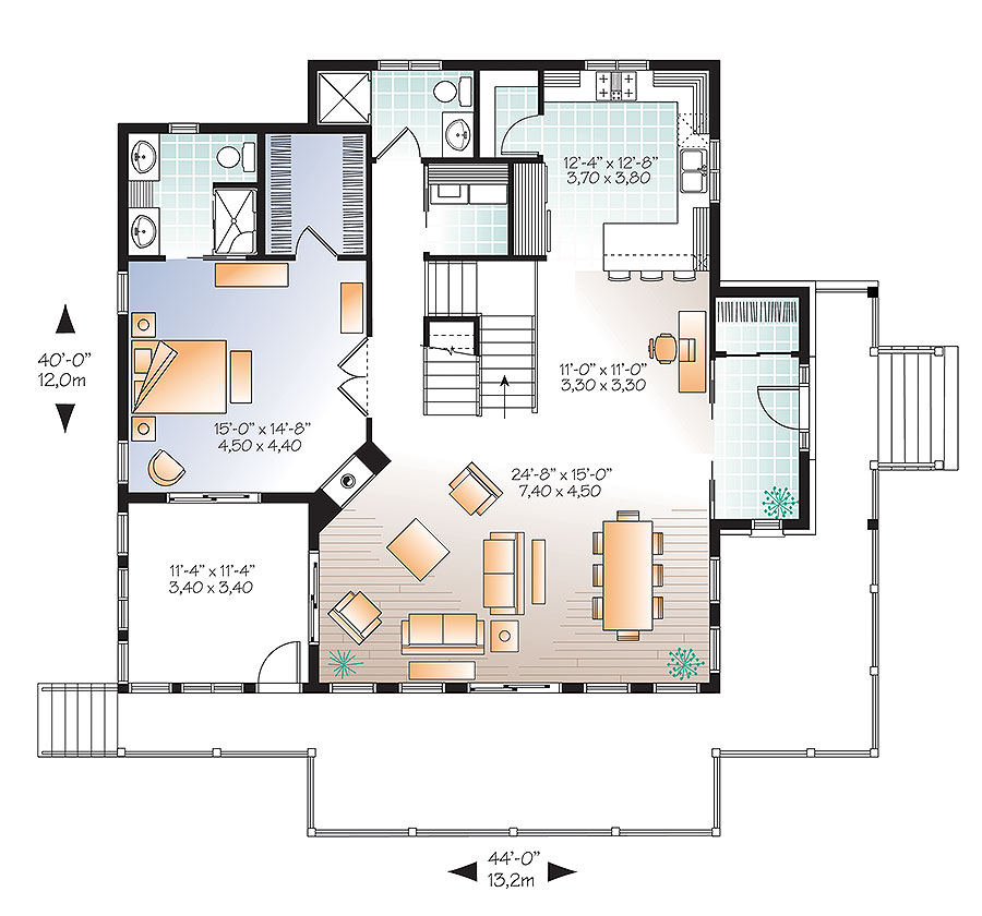 Floor Plan First Story of Country Plan #126-1888