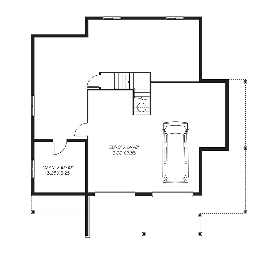 Floor Plan Basement of Country Plan #126-1888