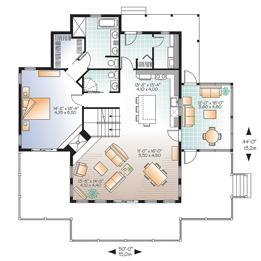 Floor Plan First Story of Country Plan #126-1889