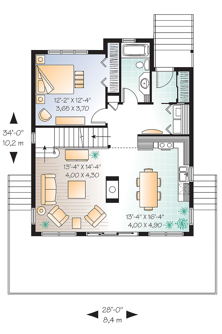 Floor Plan First Story of Vacation Homes Plan #126-1890