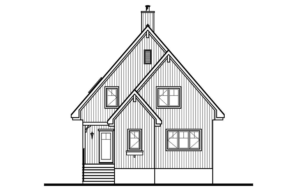 Home Plan Rear Elevation of this 3-Bedroom,1301 Sq Ft Plan -126-1890