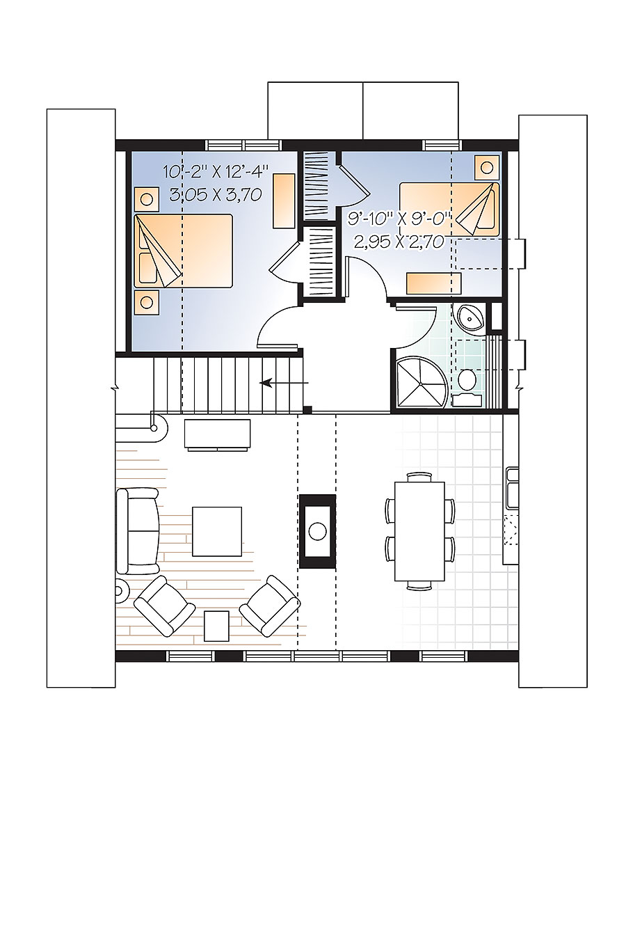 Floor Plan Second Story of Vacation Homes Plan #126-1890