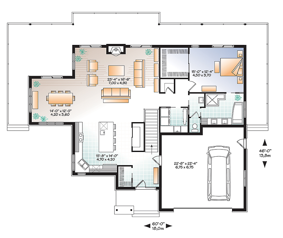 Floor Plan First Story of Contemporary Plan #126-1891
