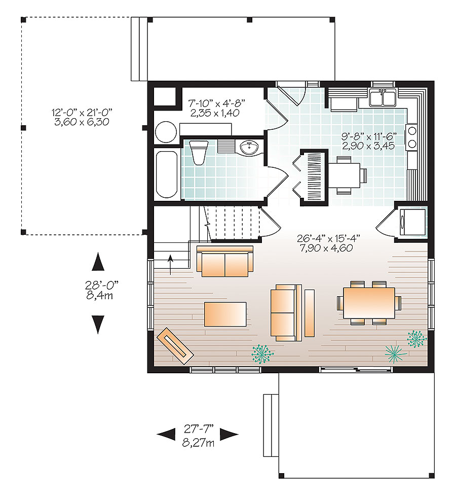 Floor Plan First Story of Contemporary Plan #126-1892