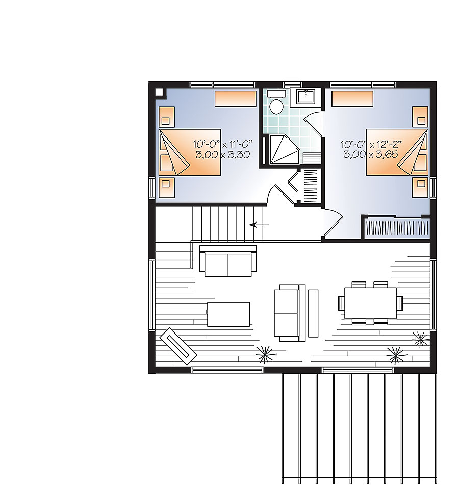 Floor Plan Second Story of Contemporary Plan #126-1892