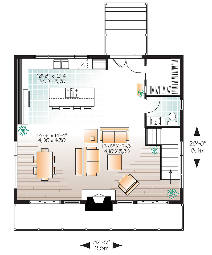 Floor Plan First Story of Contemporary Plan #126-1893