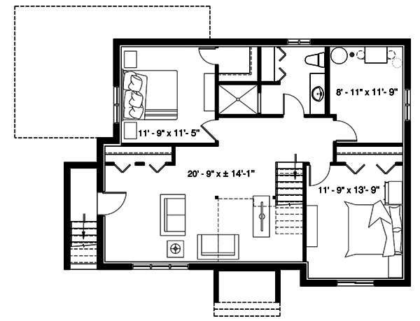 Floor Plan Basement of Country Plan #126-1895