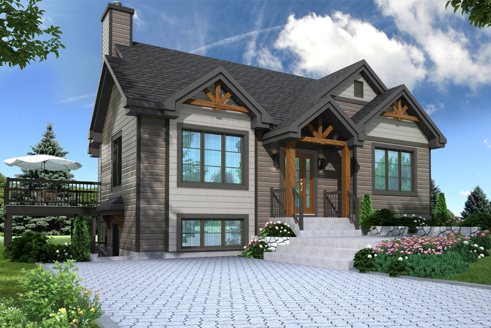 Color rendering of Country home plan (ThePlanCollection: House Plan #126-1895)