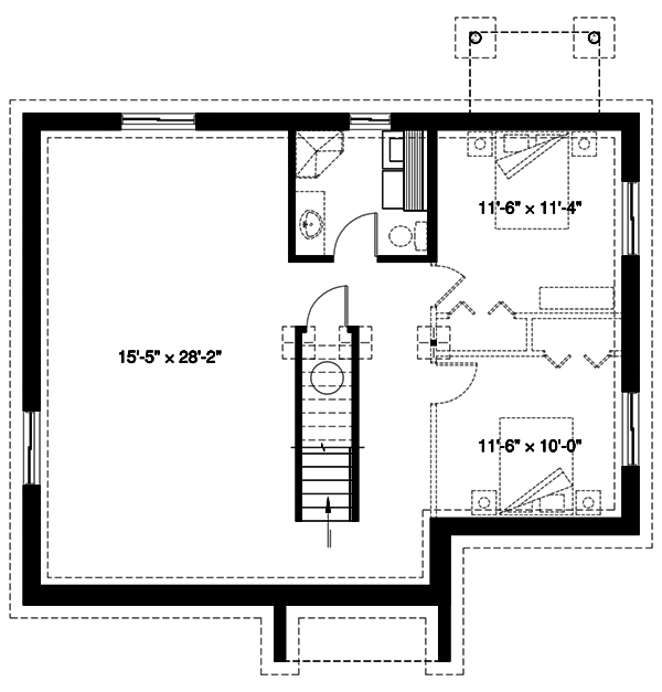 Floor Plan Basement of Country Plan #126-1896